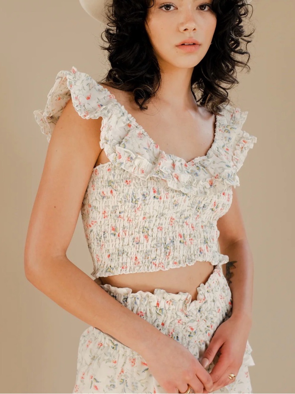 Winston White Roma Top in Coral Fleur Fairy Coquette Size S